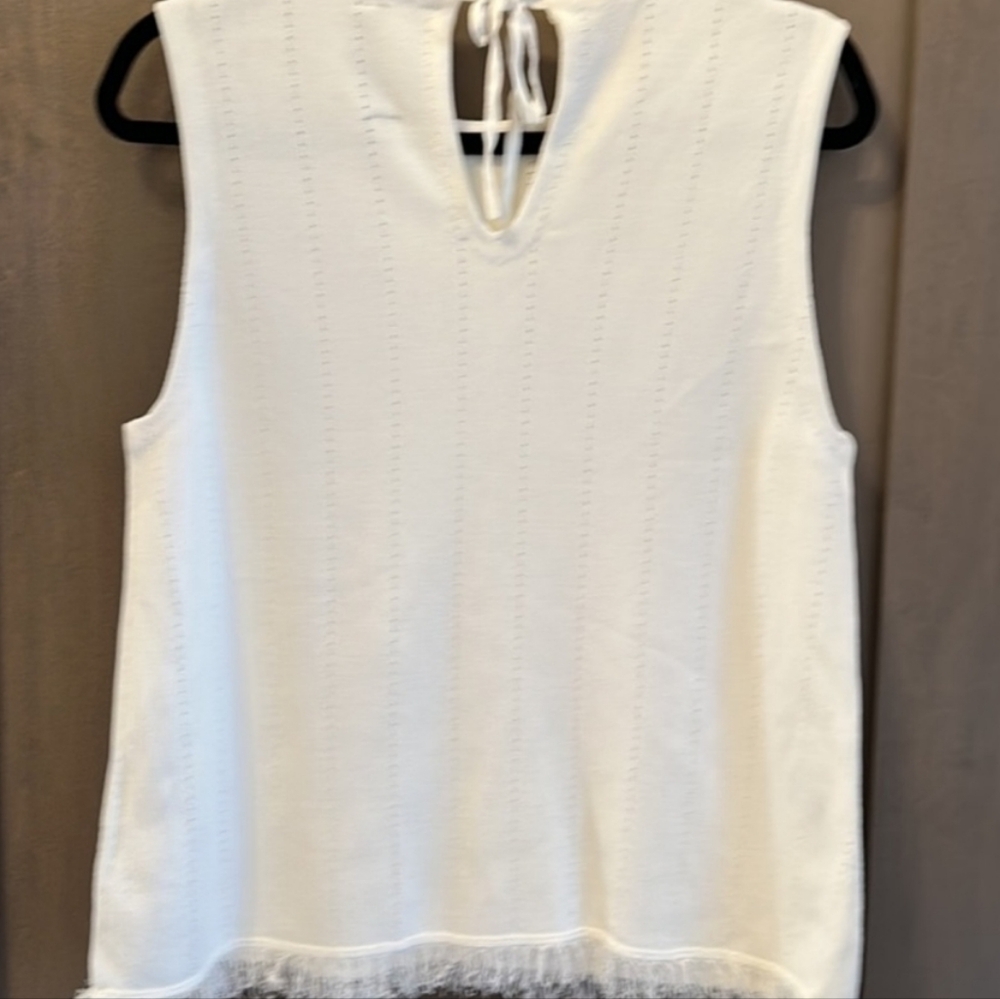Rachel Roy Women White Viscose Blend Crewneck Knit Pullover Vest Sweater - Picture 3 of 6